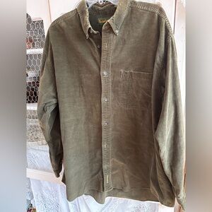 Timberland Olive Green Corduroy Button-Up Shirt 💯 cotton